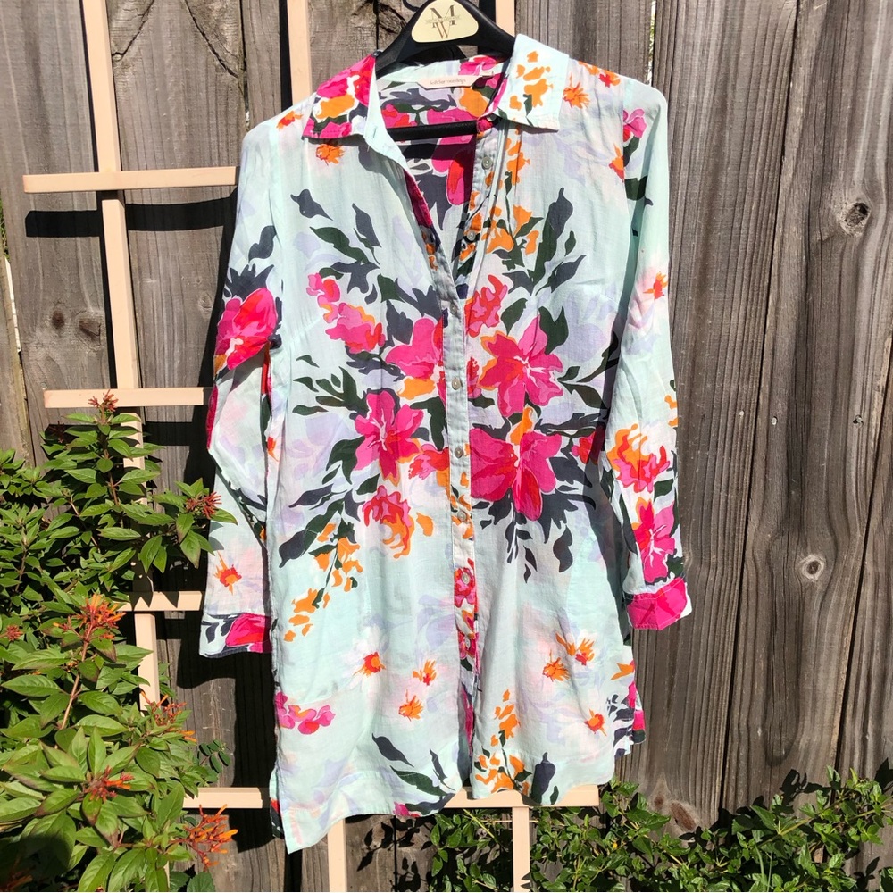 Soft surroundings Floral Tunic w/pockets S